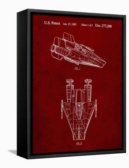 PP515-Burgundy Star Wars RZ-1 A Wing Starfighter Patent Print-Cole Borders-Framed Stretched Canvas