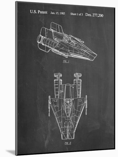PP515-Chalkboard Star Wars RZ-1 A Wing Starfighter Patent Print-Cole Borders-Mounted Giclee Print