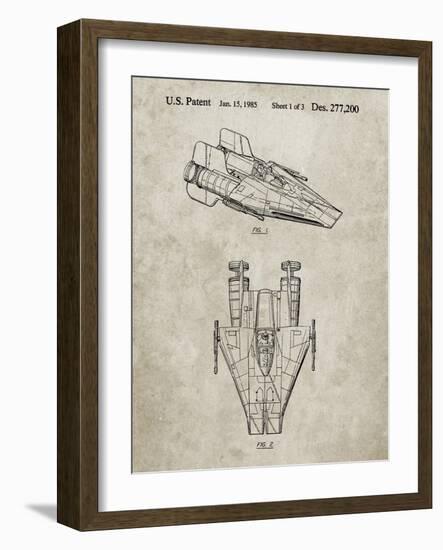 PP515-Sandstone Star Wars RZ-1 A Wing Starfighter Patent Print-Cole Borders-Framed Giclee Print