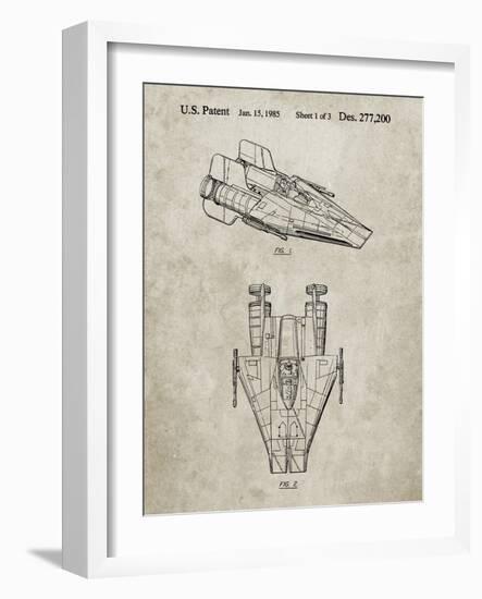 PP515-Sandstone Star Wars RZ-1 A Wing Starfighter Patent Print-Cole Borders-Framed Giclee Print