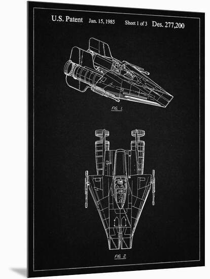 PP515-Vintage Black Star Wars RZ-1 A Wing Starfighter Patent Print-Cole Borders-Mounted Premium Giclee Print