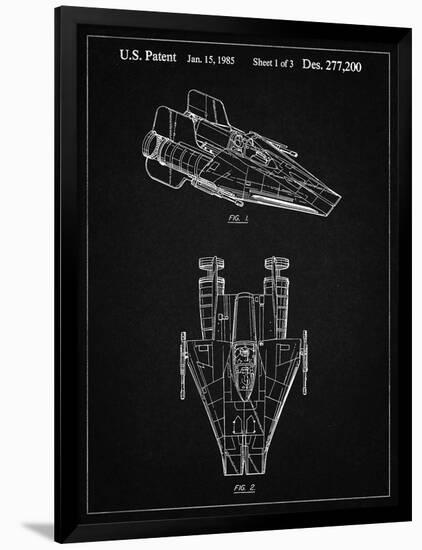 PP515-Vintage Black Star Wars RZ-1 A Wing Starfighter Patent Print-Cole Borders-Framed Premium Giclee Print