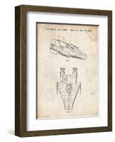 PP515-Vintage Parchment Star Wars RZ-1 A Wing Starfighter Patent Print-Cole Borders-Framed Giclee Print