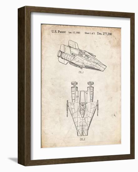 PP515-Vintage Parchment Star Wars RZ-1 A Wing Starfighter Patent Print-Cole Borders-Framed Giclee Print