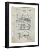PP516-Antique Grid Parchment Steam Train Locomotive Patent Poster-Cole Borders-Framed Giclee Print