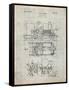 PP516-Antique Grid Parchment Steam Train Locomotive Patent Poster-Cole Borders-Framed Stretched Canvas