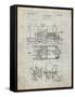 PP516-Antique Grid Parchment Steam Train Locomotive Patent Poster-Cole Borders-Framed Stretched Canvas