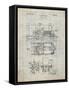 PP516-Antique Grid Parchment Steam Train Locomotive Patent Poster-Cole Borders-Framed Stretched Canvas