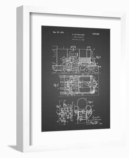 PP516-Black Grid Steam Train Locomotive Patent Poster-Cole Borders-Framed Giclee Print