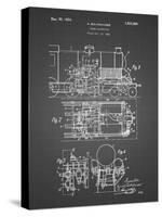 PP516-Black Grid Steam Train Locomotive Patent Poster-Cole Borders-Stretched Canvas