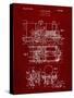 PP516-Burgundy Steam Train Locomotive Patent Poster-Cole Borders-Stretched Canvas