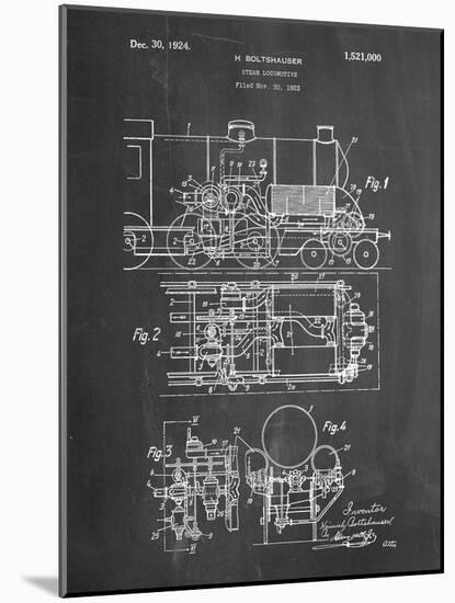 PP516-Chalkboard Steam Train Locomotive Patent Poster-Cole Borders-Mounted Giclee Print