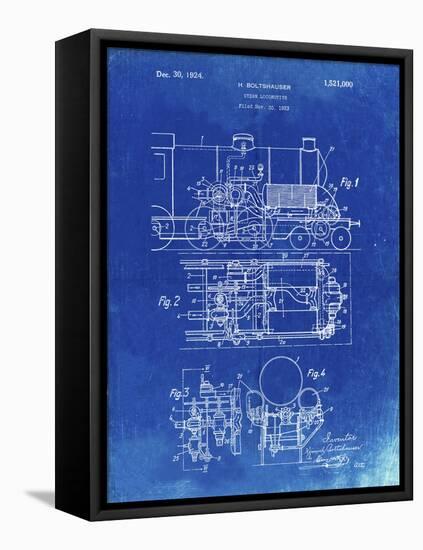 PP516-Faded Blueprint Steam Train Locomotive Patent Poster-Cole Borders-Framed Stretched Canvas