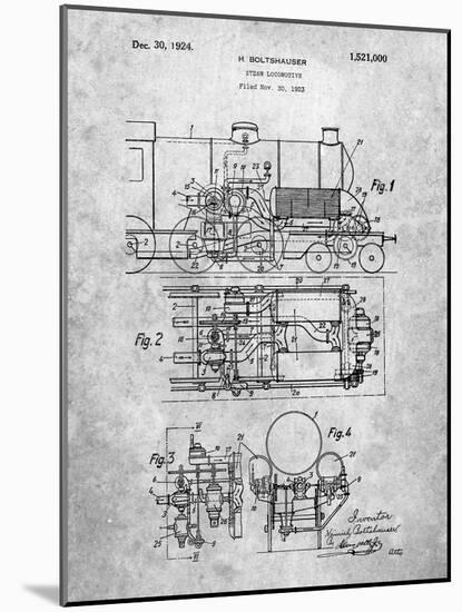 PP516-Slate Steam Train Locomotive Patent Poster-Cole Borders-Mounted Giclee Print