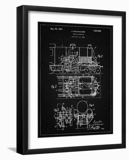 PP516-Vintage Black Steam Train Locomotive Patent Poster-Cole Borders-Framed Giclee Print