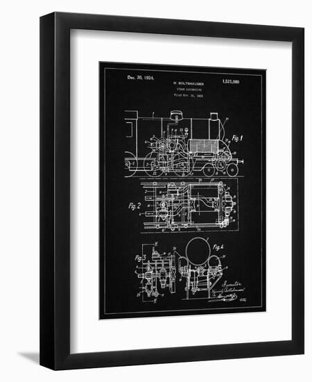 PP516-Vintage Black Steam Train Locomotive Patent Poster-Cole Borders-Framed Premium Giclee Print