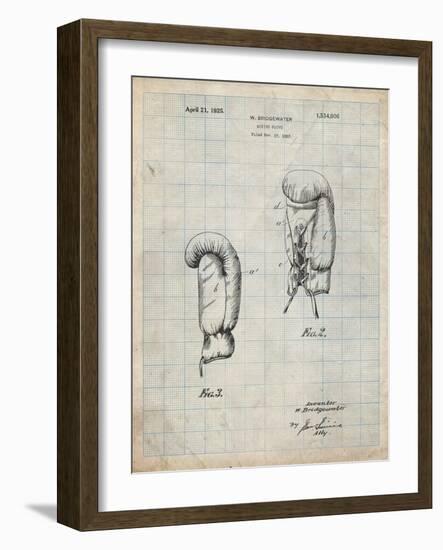 PP517-Antique Grid Parchment Boxing Glove 1925 Patent Poster-Cole Borders-Framed Giclee Print