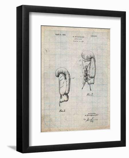 PP517-Antique Grid Parchment Boxing Glove 1925 Patent Poster-Cole Borders-Framed Premium Giclee Print