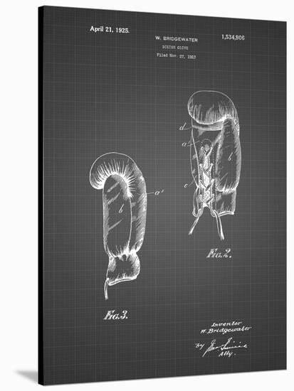 PP517-Black Grid Boxing Glove 1925 Patent Poster-Cole Borders-Stretched Canvas