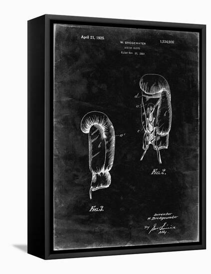 PP517-Black Grunge Boxing Glove 1925 Patent Poster-Cole Borders-Framed Stretched Canvas