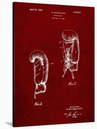 PP517-Burgundy Boxing Glove 1925 Patent Poster-Cole Borders-Stretched Canvas
