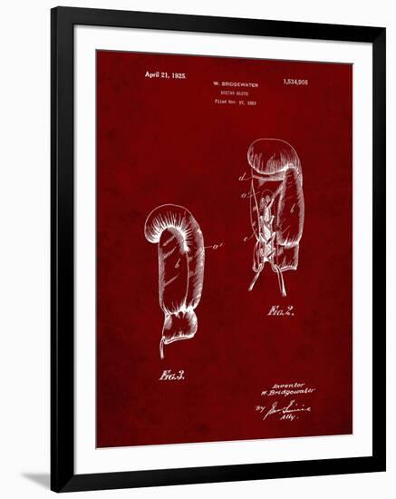 PP517-Burgundy Boxing Glove 1925 Patent Poster-Cole Borders-Framed Giclee Print