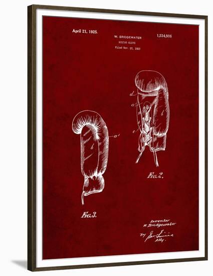 PP517-Burgundy Boxing Glove 1925 Patent Poster-Cole Borders-Framed Premium Giclee Print