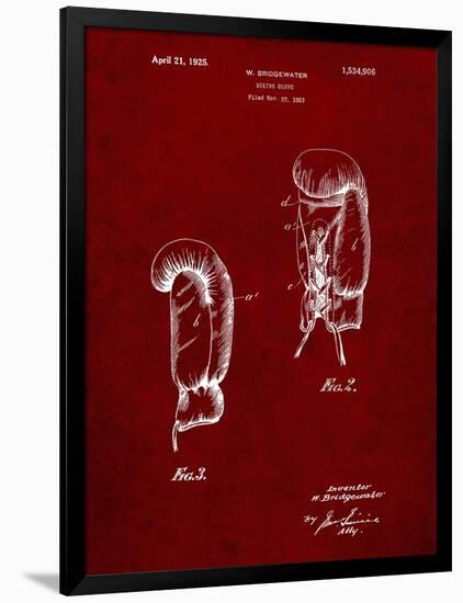 PP517-Burgundy Boxing Glove 1925 Patent Poster-Cole Borders-Framed Premium Giclee Print