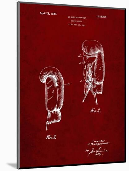 PP517-Burgundy Boxing Glove 1925 Patent Poster-Cole Borders-Mounted Giclee Print