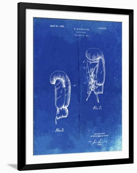 PP517-Faded Blueprint Boxing Glove 1925 Patent Poster-Cole Borders-Framed Giclee Print