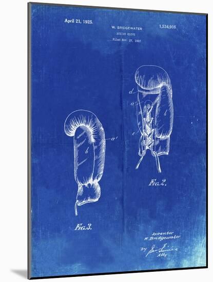 PP517-Faded Blueprint Boxing Glove 1925 Patent Poster-Cole Borders-Mounted Giclee Print