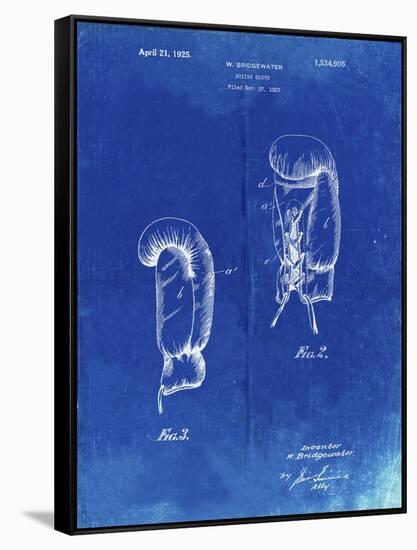 PP517-Faded Blueprint Boxing Glove 1925 Patent Poster-Cole Borders-Framed Stretched Canvas