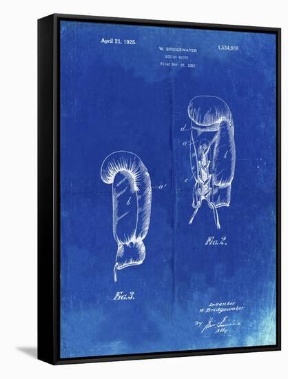 PP517-Faded Blueprint Boxing Glove 1925 Patent Poster-Cole Borders-Framed Stretched Canvas