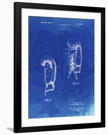 PP517-Faded Blueprint Boxing Glove 1925 Patent Poster-Cole Borders-Framed Giclee Print