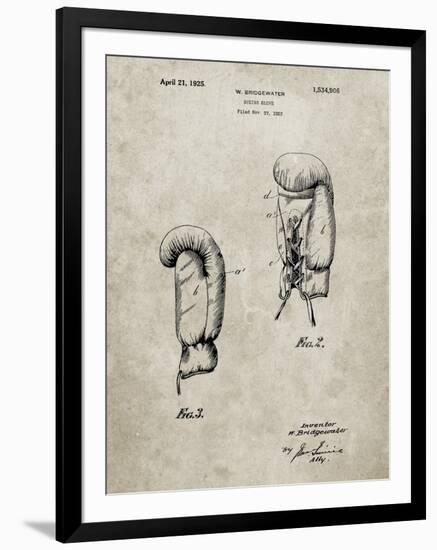 PP517-Sandstone Boxing Glove 1925 Patent Poster-Cole Borders-Framed Giclee Print