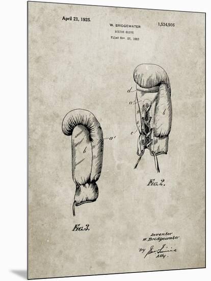 PP517-Sandstone Boxing Glove 1925 Patent Poster-Cole Borders-Mounted Giclee Print