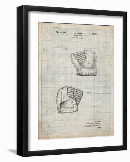 PP538-Antique Grid Parchment A.J. Turner Baseball Mitt Patent Poster-Cole Borders-Framed Giclee Print