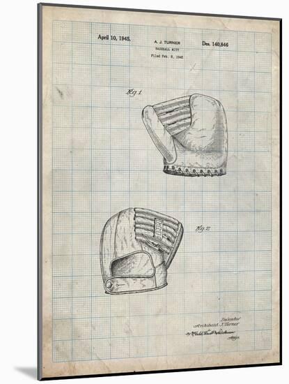 PP538-Antique Grid Parchment A.J. Turner Baseball Mitt Patent Poster-Cole Borders-Mounted Giclee Print