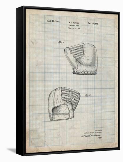 PP538-Antique Grid Parchment A.J. Turner Baseball Mitt Patent Poster-Cole Borders-Framed Stretched Canvas