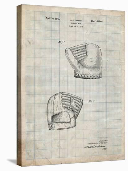 PP538-Antique Grid Parchment A.J. Turner Baseball Mitt Patent Poster-Cole Borders-Stretched Canvas