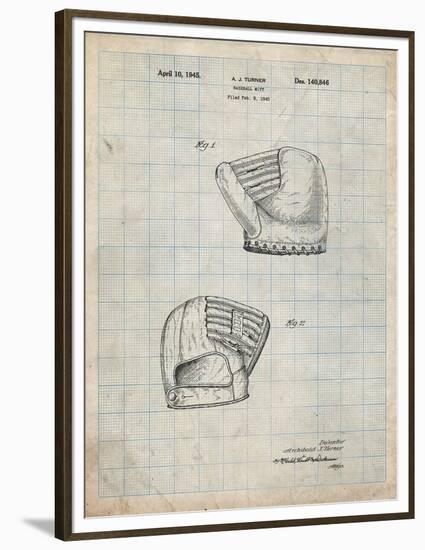 PP538-Antique Grid Parchment A.J. Turner Baseball Mitt Patent Poster-Cole Borders-Framed Premium Giclee Print