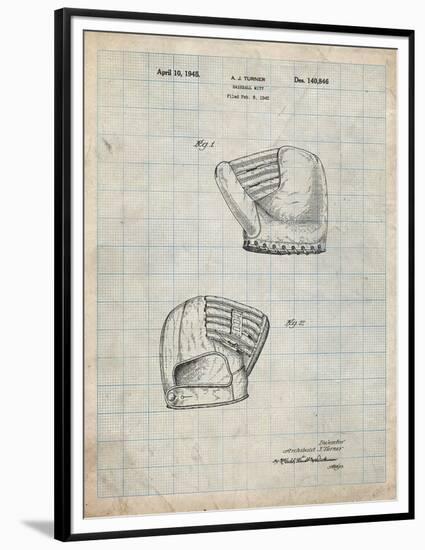 PP538-Antique Grid Parchment A.J. Turner Baseball Mitt Patent Poster-Cole Borders-Framed Premium Giclee Print