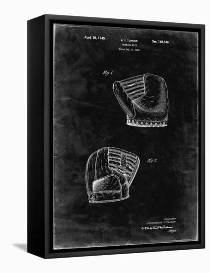 PP538-Black Grunge A.J. Turner Baseball Mitt Patent Poster-Cole Borders-Framed Stretched Canvas