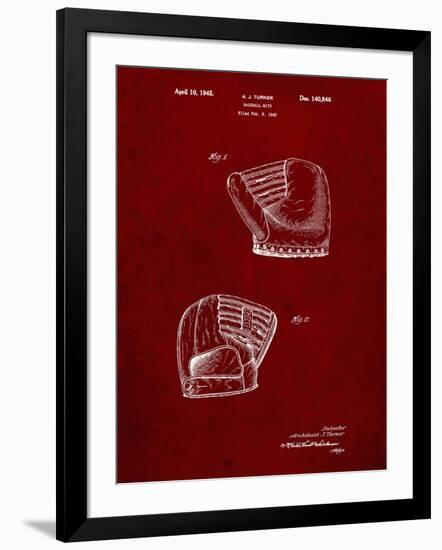 PP538-Burgundy A.J. Turner Baseball Mitt Patent Poster-Cole Borders-Framed Giclee Print