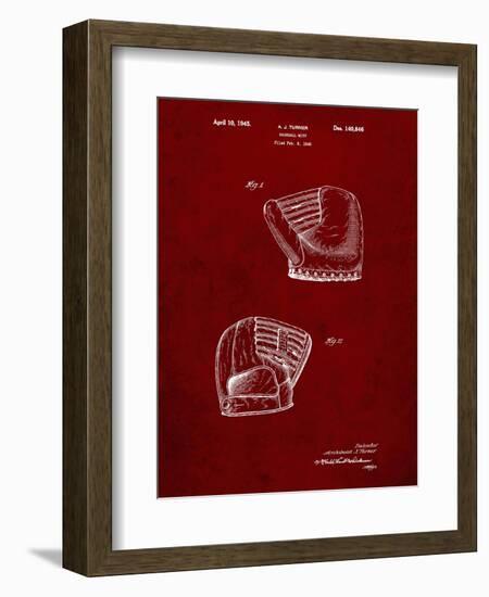 PP538-Burgundy A.J. Turner Baseball Mitt Patent Poster-Cole Borders-Framed Giclee Print