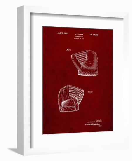 PP538-Burgundy A.J. Turner Baseball Mitt Patent Poster-Cole Borders-Framed Giclee Print