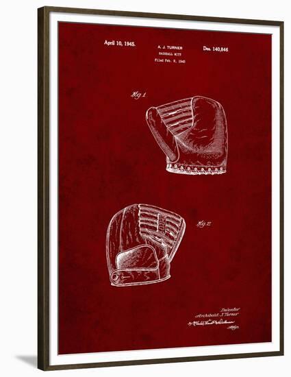 PP538-Burgundy A.J. Turner Baseball Mitt Patent Poster-Cole Borders-Framed Premium Giclee Print