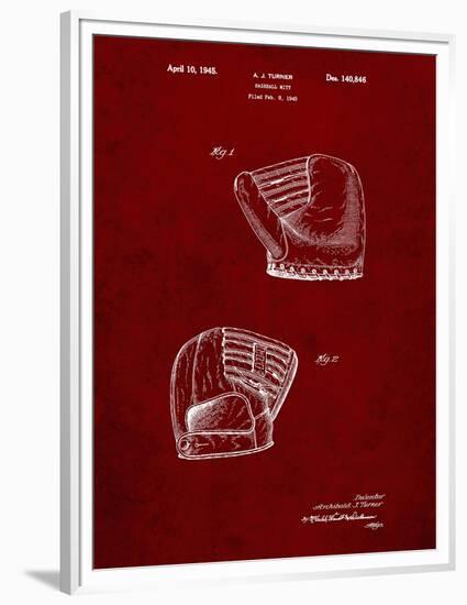 PP538-Burgundy A.J. Turner Baseball Mitt Patent Poster-Cole Borders-Framed Premium Giclee Print