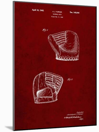 PP538-Burgundy A.J. Turner Baseball Mitt Patent Poster-Cole Borders-Mounted Giclee Print