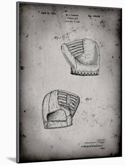 PP538-Faded Grey A.J. Turner Baseball Mitt Patent Poster-Cole Borders-Mounted Giclee Print